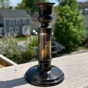 Vintage Japanese Lacquered Metal Candlestick